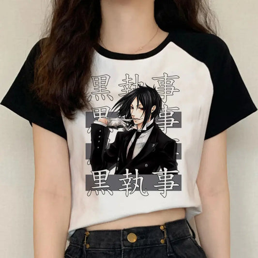 Black Butler: shirt women aesthetic korean clothes harajuku Pastel Retro tshirt Y2k Comfortable kawaii aesthetic Graphic hip hop