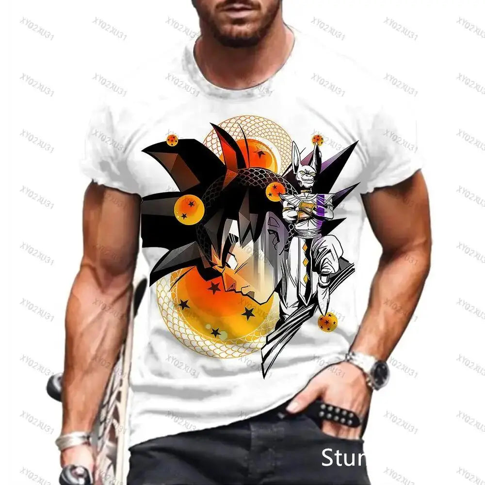 Dragon Ball: Men's 3D Printed Cartoon Tshirt Anime Z Tshirt Summer Harajuku Men Goku Clothes Super Saiya Short Sleeve T-shirt