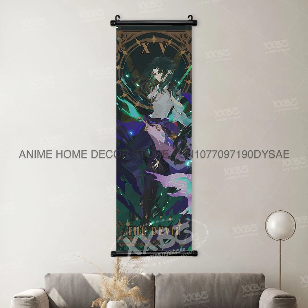 Genshin Impact: Posters Kamizato Ayaka Home Decor Klee Decorative Painting Barbara Scrolls Picture Arataki Itto Wall Artwork Sayu