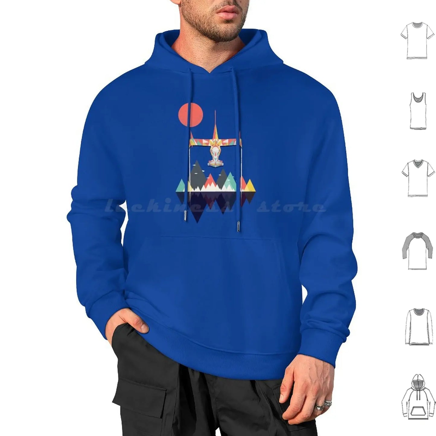 Cowboy Bebop: Swordfish Sunset Hoodie cotton Long Sleeve Sunset Geometric Space Mountains Swordfish Spike Colorful