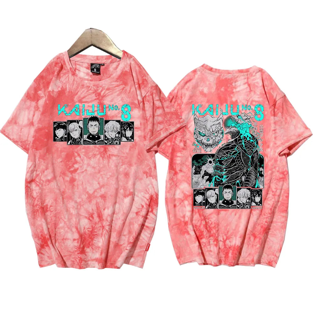 Kaiju No 8: Tie Dye Shirt Unisex Round Neck Short Sleeve Shirt Fans Gift Tee