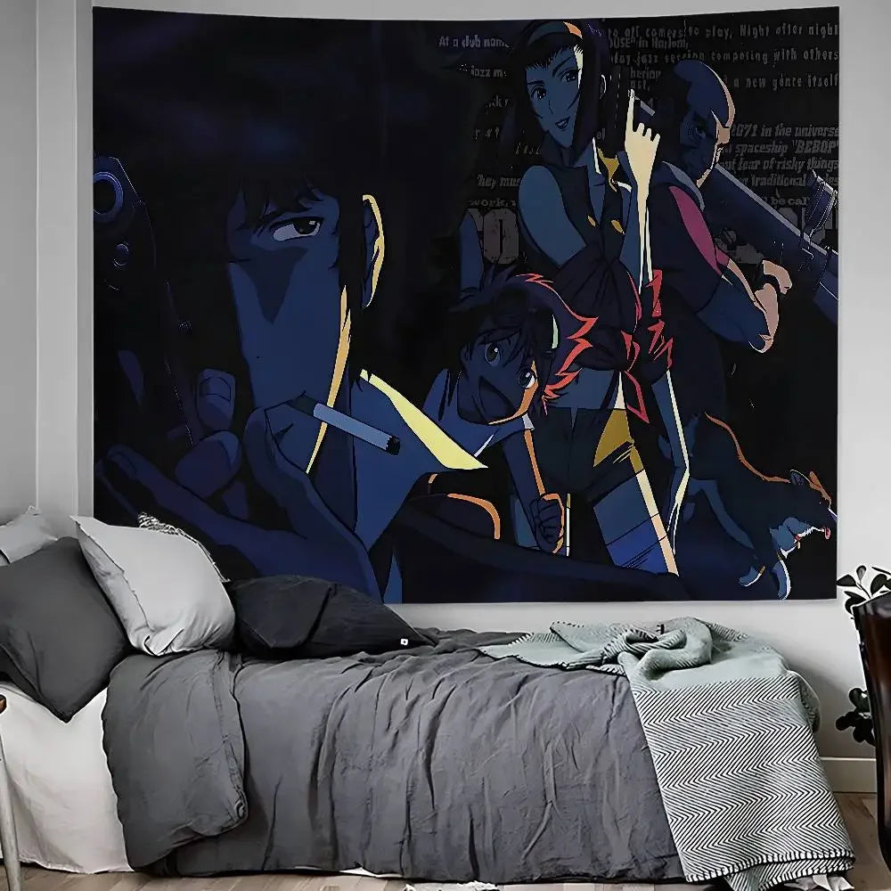 Cowboy Bebop: Anime Hanging Bohemian Tapestry Hanging Tarot Hippie Wall Rugs Dorm Home Decor