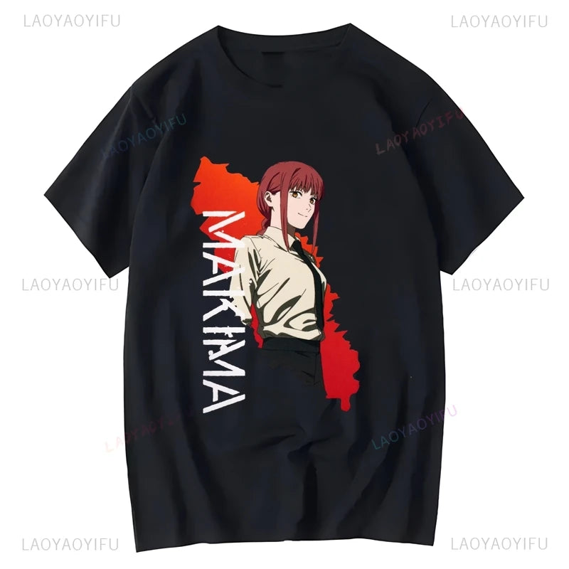 Chainsaw Man: Makima Graphic Printed Top, Unisex Fashion Casual Anime Clothing, Street Daily Top Oversized T-shirt