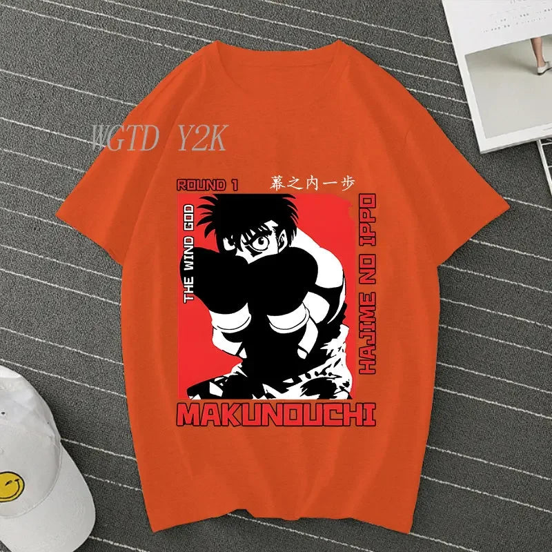 Hajime No Ippo: Kamogawa Boxing Gym T Shirt Men Women Crew Neck Casual Tops Tees Makunouchi Takamura KGB Graphic T-Shirts