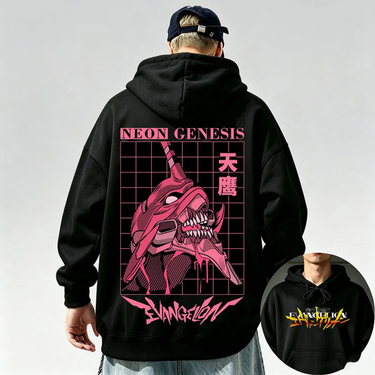 Evangelion: Streetwear-Style Hoodie with Print, Y2K Style, Unisex, Loose Fit, Suitable for Any Occasion