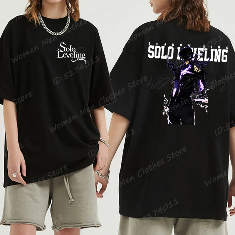 Solo Leveling: Sung Jin Woo T-shirts For Men/Women Summer Short Sleeve Cotton Oversized T-shirt Anime Lover Gift Tshirt Top