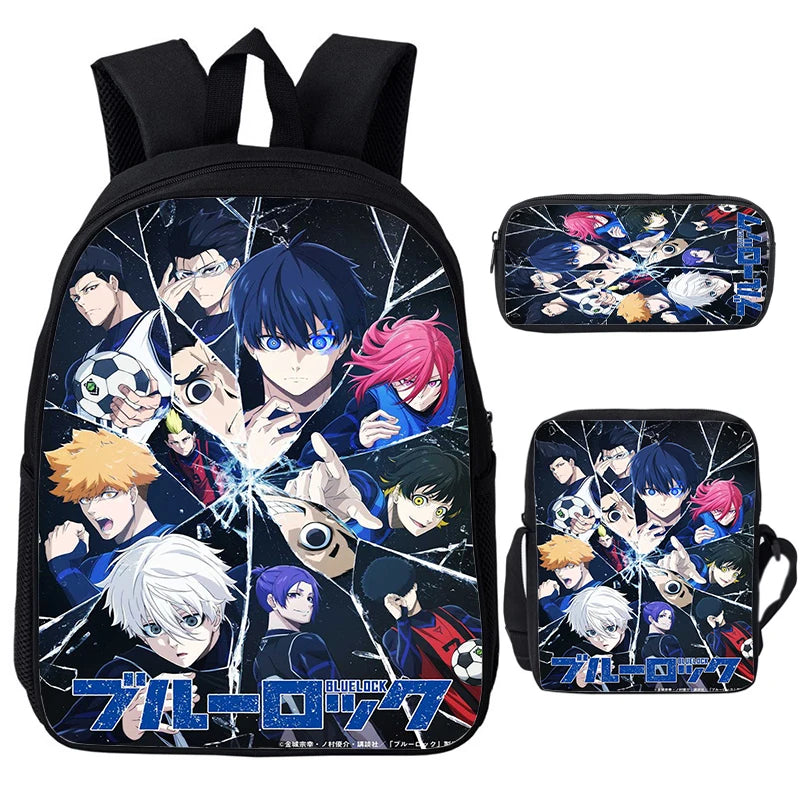 Blue Lock: Isagi Yoichi Backpack Shoulder Bag Pencil Case 3Pcs Set Waterproof Boys Girls Students School Bags Child Bookbag