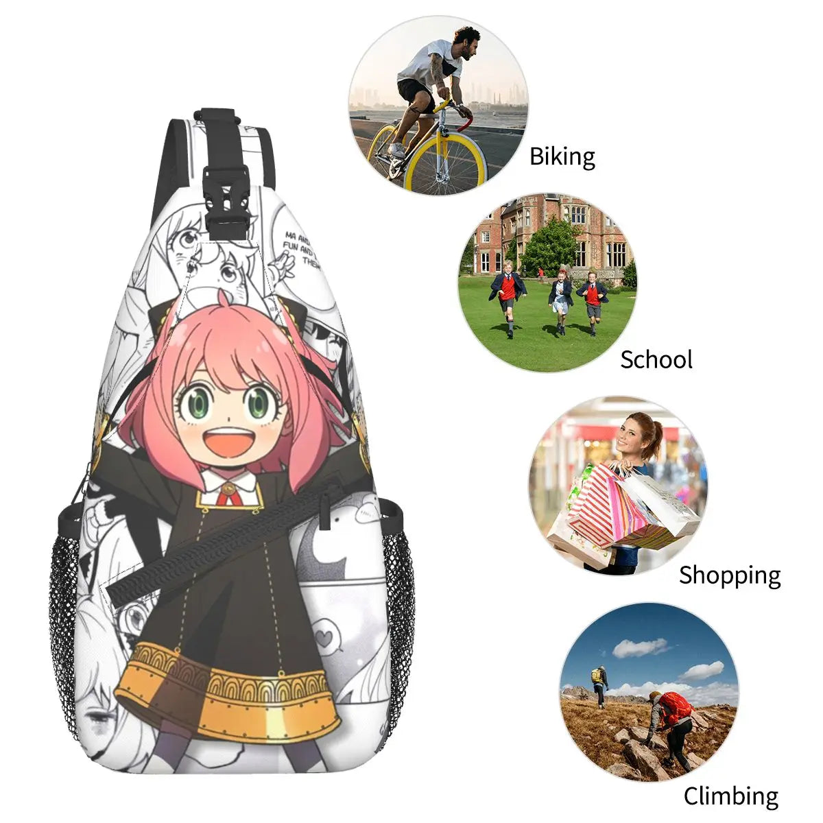 Spy X Family: Crossbody Sling Bag Small Chest Bag Anime Anya Forger Shoulder Backpack Daypack for Hiking Travel Travel Pack