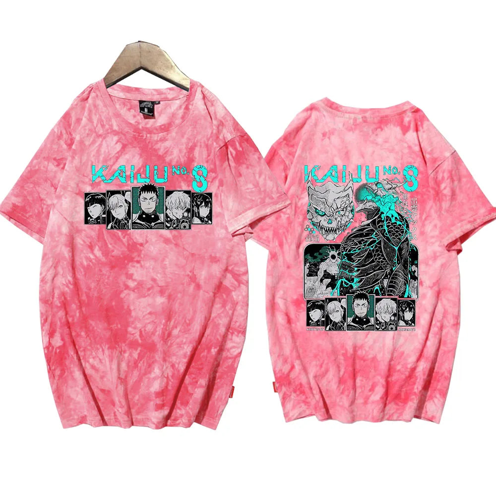 Kaiju No 8: Tie Dye Shirt Unisex Round Neck Short Sleeve Shirt Fans Gift Tee