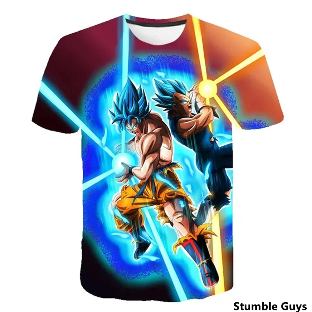 Dragon Ball: Men's 3D Printed Cartoon Tshirt Anime Z Tshirt Summer Harajuku Men Goku Clothes Super Saiya Short Sleeve T-shirt