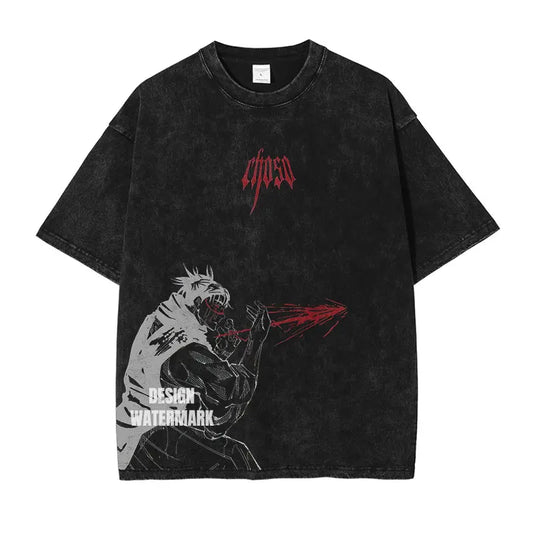 Jujutsu Kaisen: T Shirts Vintage Washed CHOSO T-shirt Oversize Short Sleeve Fushiguro Toji Gojo Saturo Itadori
