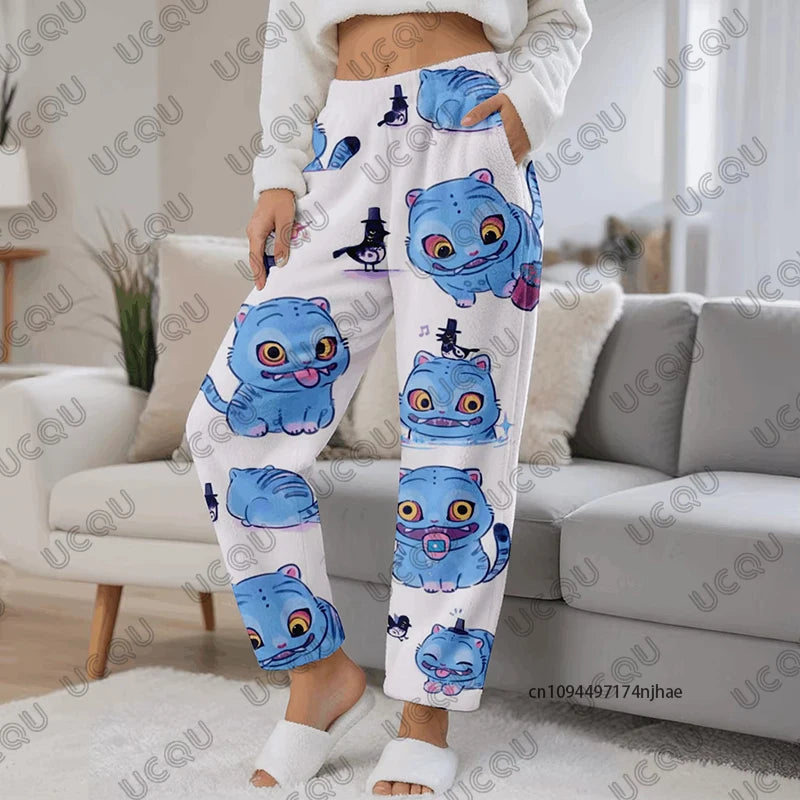 2025 Movie KPop Demon Hunters Huntrix Cartoon Print Couples Pajamas Pants For Women Men Autumn Winter Casual Fashion Long Pants