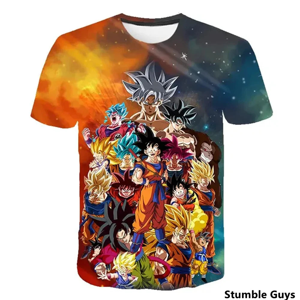 Dragon Ball: Men's 3D Printed Cartoon Tshirt Anime Z Tshirt Summer Harajuku Men Goku Clothes Super Saiya Short Sleeve T-shirt