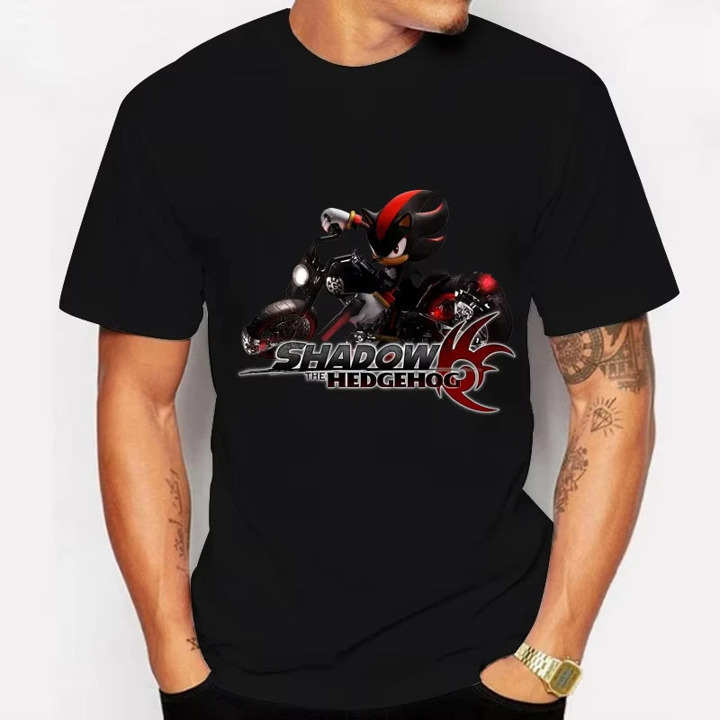 Sonic The Hedgehog: Adult Cotton T-shirt Fashion Printed Top Anime Clothes Short Sleeve Clothing Shadow The Hedgehog