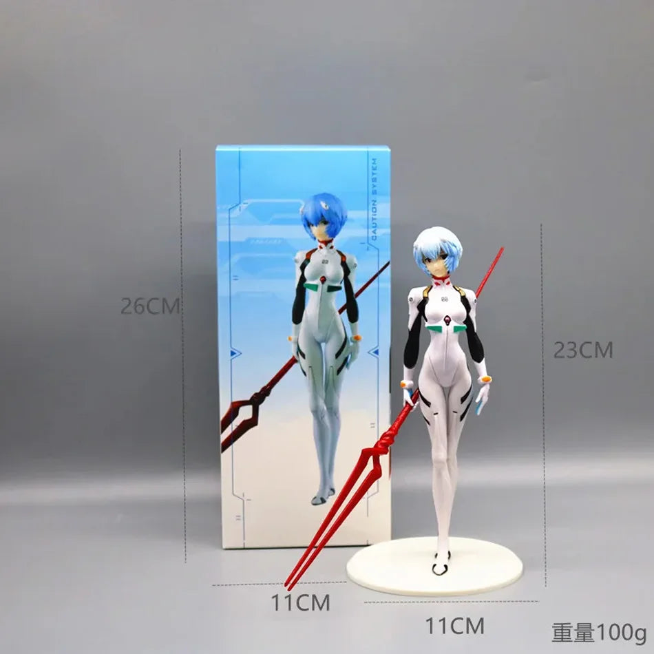Neon Genesis Evangelion: 23cm Rei Ayanami Action Figure with Spear of Longinus EVA Anime Collectible Model Toy Gift for Fans
