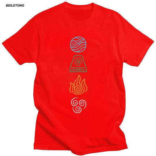 Avatar The Last Airbender: Tops Short Sleeve 100% Cotton Tshirts Black Hip Hop Camiseta
