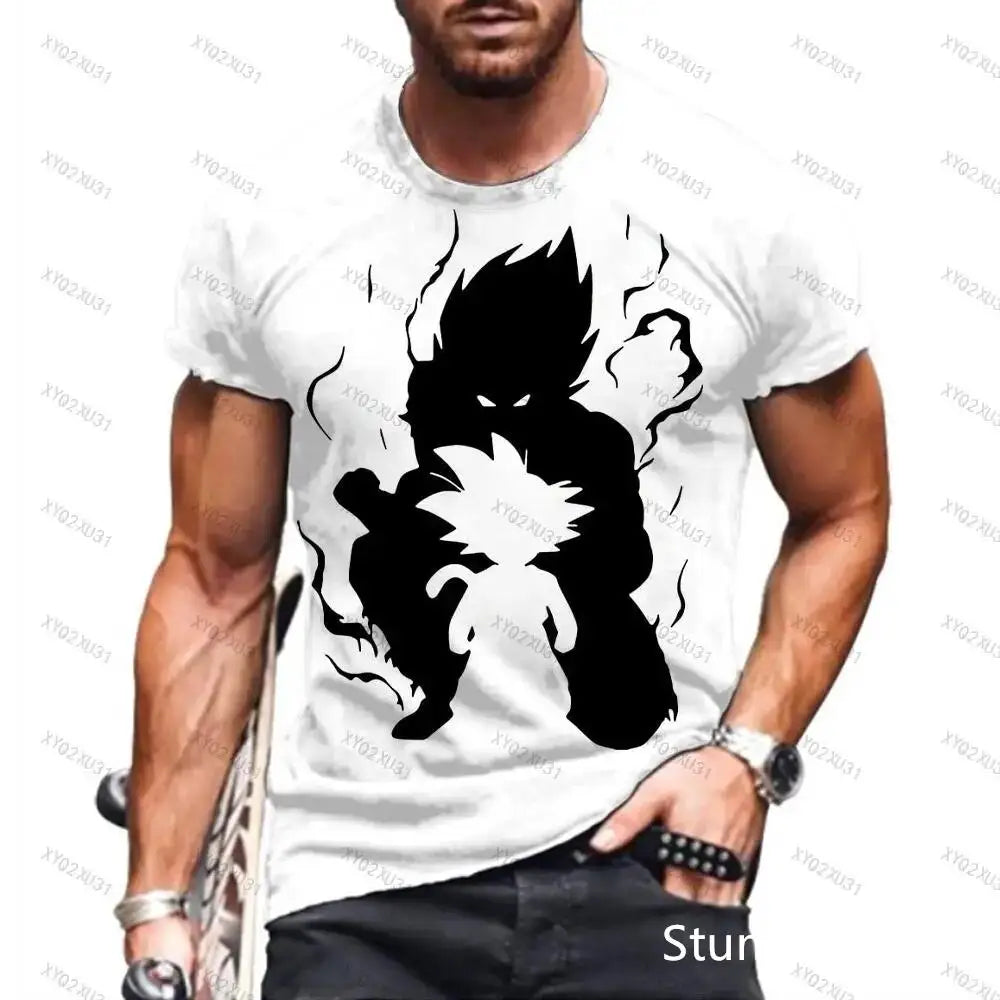 Dragon Ball: Men's 3D Printed Cartoon Tshirt Anime Z Tshirt Summer Harajuku Men Goku Clothes Super Saiya Short Sleeve T-shirt