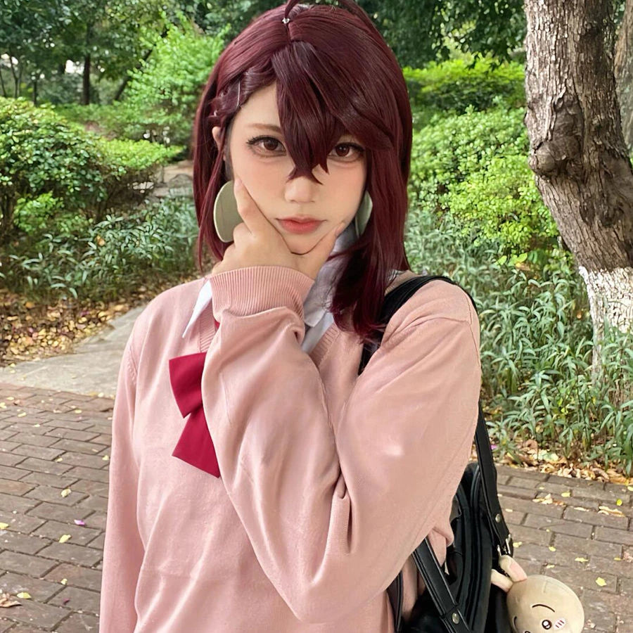 Dandadan: JK Uniform Ayase Momo Cosplay Sweather Suit High School Students Outfits Skirt COS Costume Carnival Party Pink