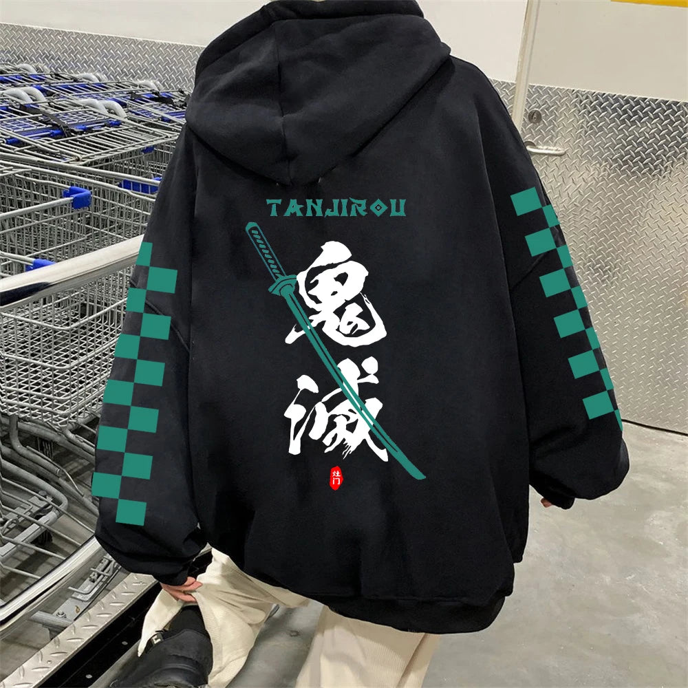 Demon Slayer: Hoodie Kamado Tanjirou Plus Size Harajuku Female Long Sleeve Streetwear Clothing