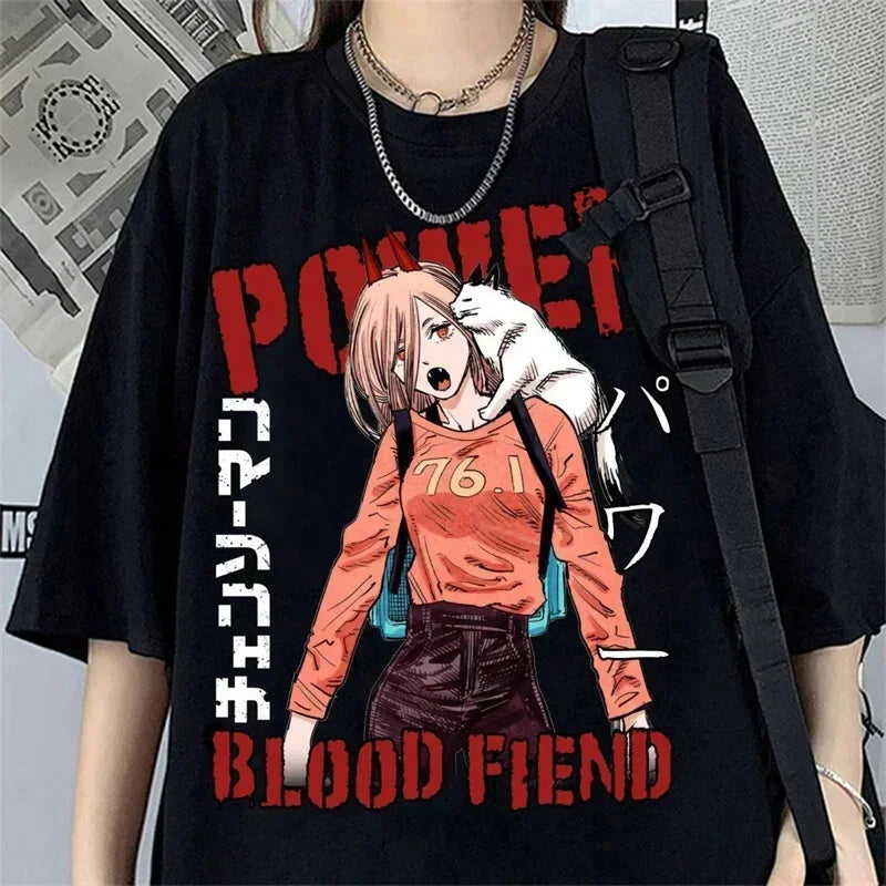 Chainsaw Man: Graphic Print T Shirt Men Women Fashion Casual Crew Neck Short Sleeve Unisex T Shirt