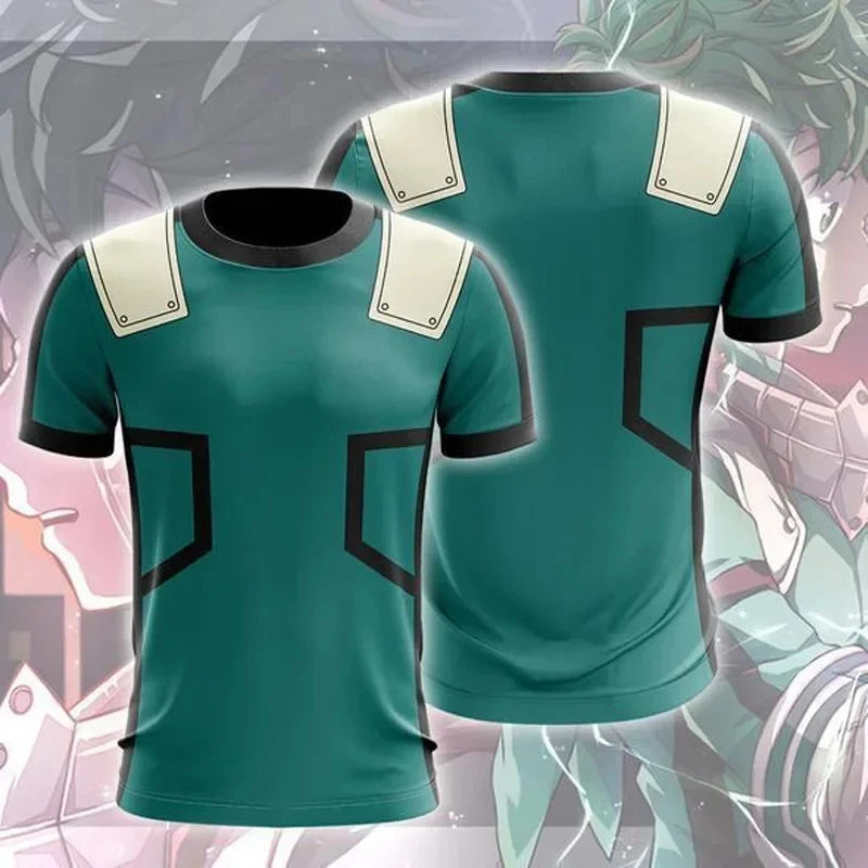 My Hero Academia: Summer T-shirts Midoriya Izuku 3D Printing School College Style Boku Hero Academia Blue T Shirt Tops