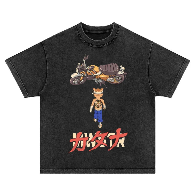 Akira: T-Shirt Retro Washed Cotton Loose Short Sleeve Tee for Men Women Comfortable Unisex Top 2025 Summer