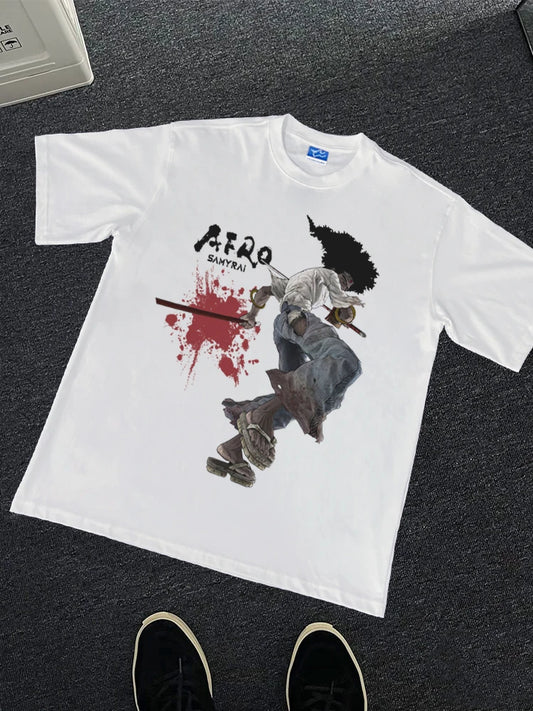 Afro Samurai: Full Time Warm and Comfortable 100% Cotton Anime Clothes Vintage Oversize Streetwear Graphic T Shirts Top Tees