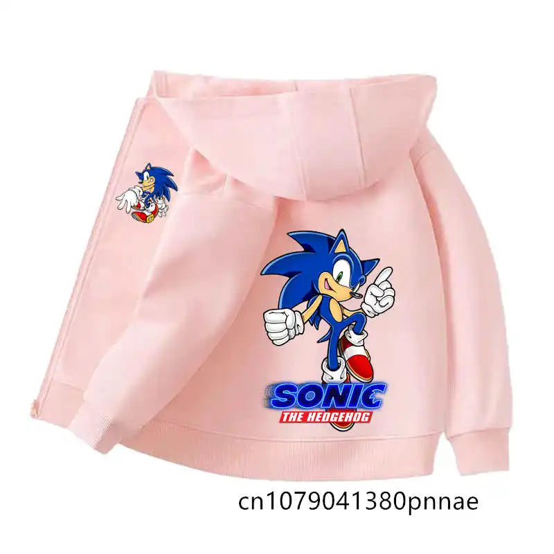 Sonic The Hedgehog: Zipper Hoodie Set Zipper Hoodie Fashion Coat Kids Cartoon Teen Tracksuits Toddler Clothe Sport Suit