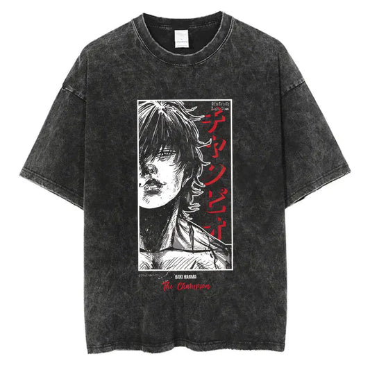 Baki Haman: Tshirts Harajuku Vintage 100% Cotton 2024 New Washed T Shirt For Men Hip Hop Streetwear Oversize T-shirt