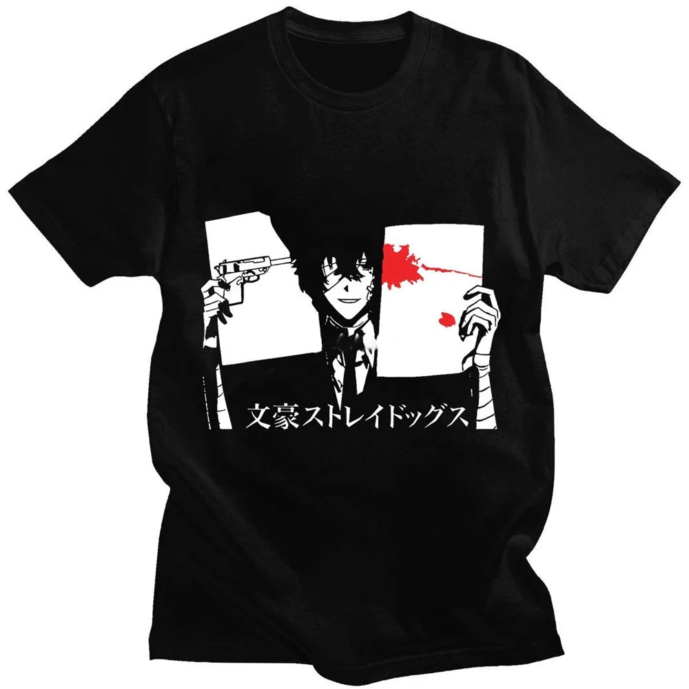 Bungo Stray Dogs: Short Sleeve Anime Men T Shirt Punk High Street T-shirt Tops