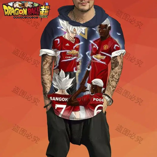 Dragon Ball: T-shirt Men Trend Z GOKU Men's Hooded Essentials 3XL Tops Fashion High Quality Harajuku Style Z Short Sleeve 2025
