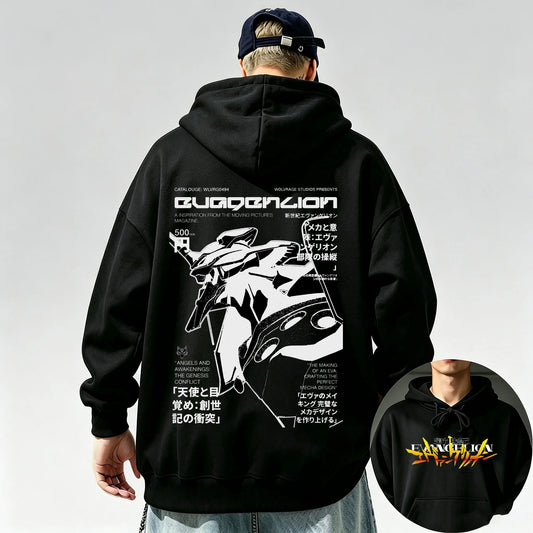 Evangelion: Streetwear-Style Hoodie with Print, Y2K Style, Unisex, Loose Fit, Suitable for Any Occasion