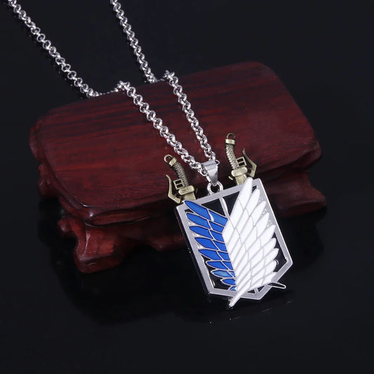 Attack on Titan: Necklace Shingeki No Kyojin Wings of Freedom Survey Sword Punk Necklace Pendant for Women Men Jewelry