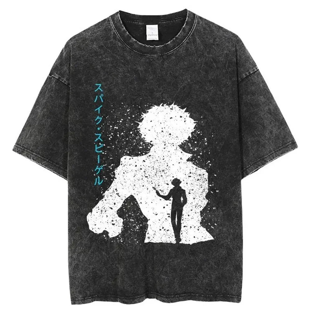 Cowboy Bebop: Graphic Printed T-shirt Men Women Classic Loose Tshirts Harajuku Male Washed Cotton Manga T Shirt