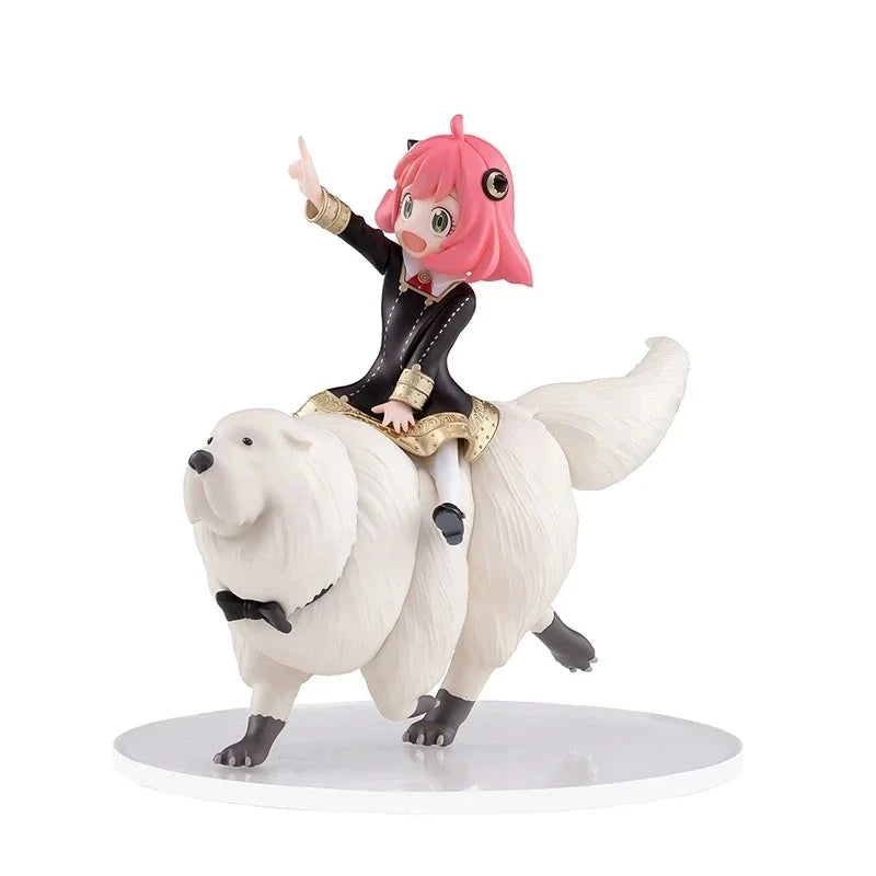 SPY x FAMILY: 14CM Anime Figure Anya Forger Cute PVC Action Model Riding Dog Bond Collectible Gift