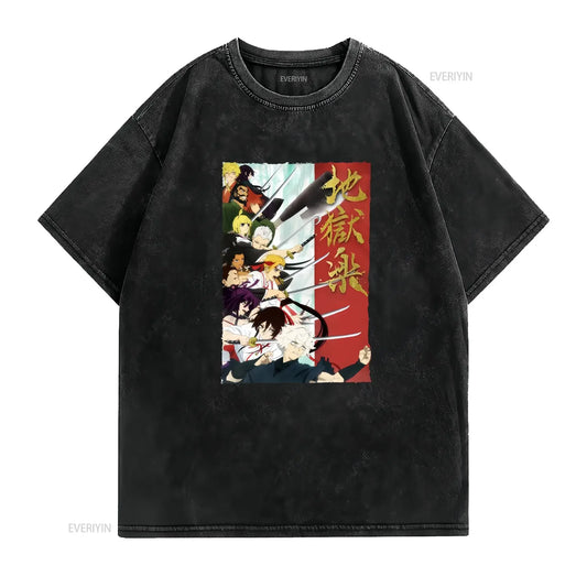 Hell's Paradise: T Shirt gift for him her vintage Washed Stretched Slightly Comfortable homme Casual Versatile Soft