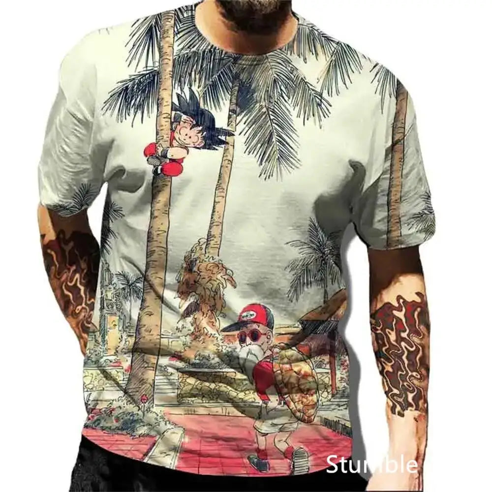 Dragon Ball: Men's 3D Printed Cartoon Tshirt Anime Z Tshirt Summer Harajuku Men Goku Clothes Super Saiya Short Sleeve T-shirt