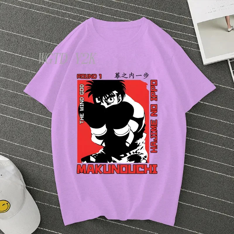 Hajime No Ippo: Kamogawa Boxing Gym T Shirt Men Women Crew Neck Casual Tops Tees Makunouchi Takamura KGB Graphic T-Shirts
