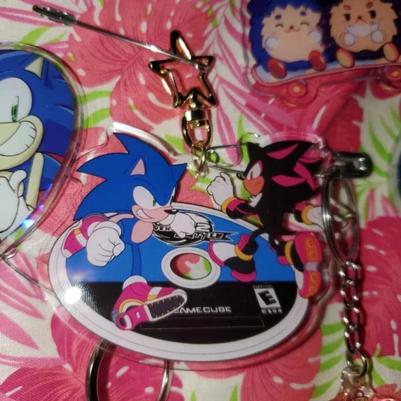 Sonic the Hedgehog : Sonic*Shadow CD-shaped star keychain acrylic pendant, exclusive pendant gift for friends, couples and CP