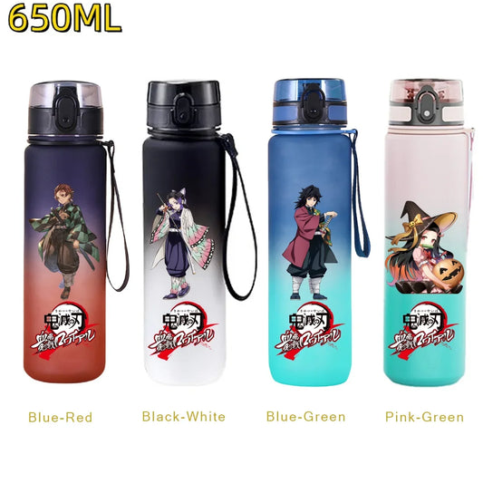 Demon Slayer: 650ML Kamado Tanjirou Water Bottle Kamado Nezuko Kochou Shinobu Fitness Drink Bottle Kettle Travel Office Jugs