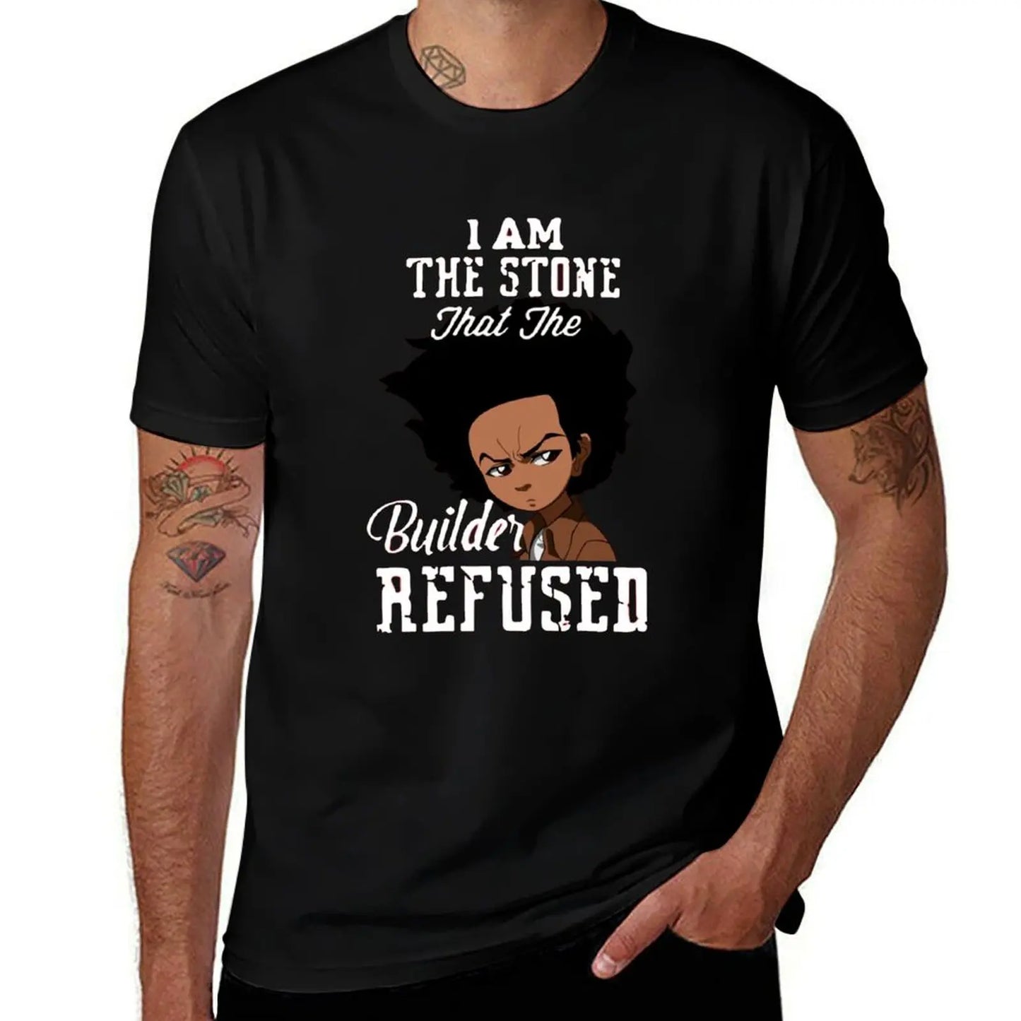 The Boondocks: funny T-Shirt shirts graphic tees customs design your own summer clothes blue lock mens big and tall t shirts