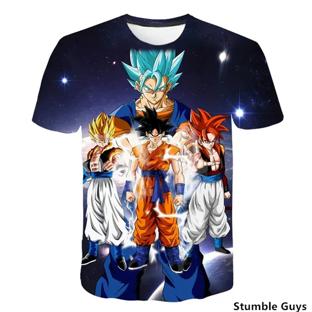Dragon Ball: Men's 3D Printed Cartoon Tshirt Anime Z Tshirt Summer Harajuku Men Goku Clothes Super Saiya Short Sleeve T-shirt