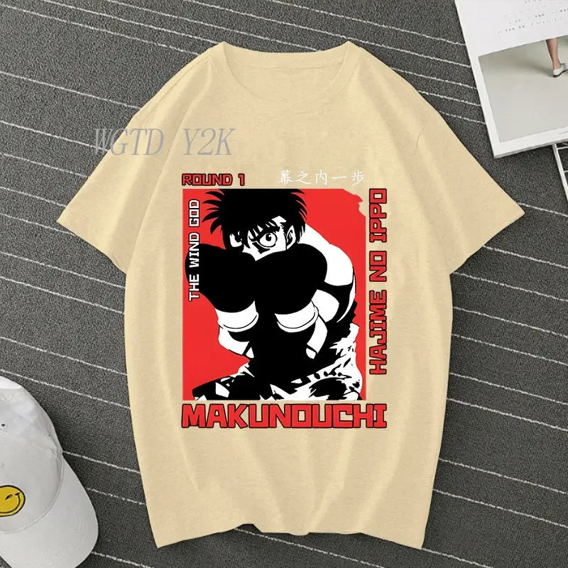 Hajime No Ippo: Kamogawa Boxing Gym T Shirt Men Women Crew Neck Casual Tops Tees Makunouchi Takamura KGB Graphic T-Shirts