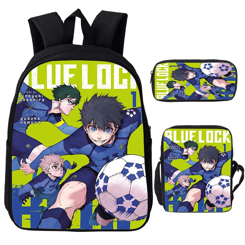 Blue Lock: Isagi Yoichi Backpack Shoulder Bag Pencil Case 3Pcs Set Waterproof Boys Girls Students School Bags Child Bookbag