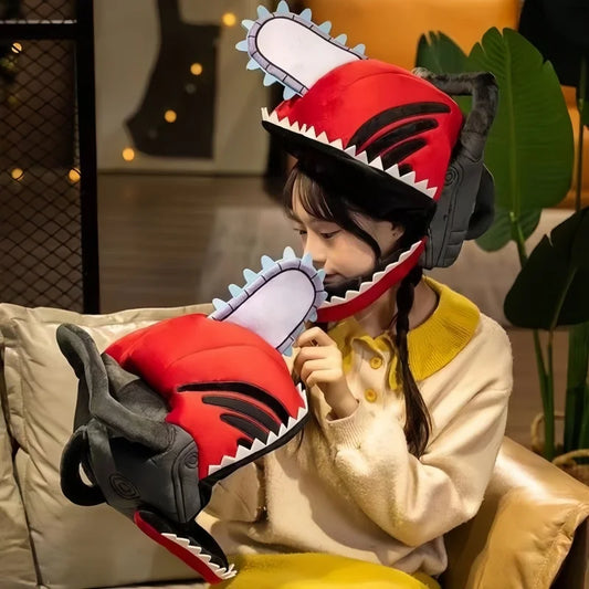 Chainsaw Man: Head Cover Pochita 10cm Cotton Doll Stuffed Hood Toy Compatible with 17cm Figures Ideal Birthday Gift