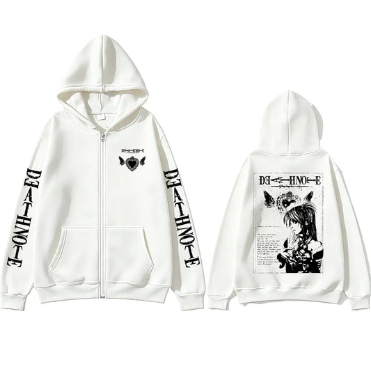 Death Note: Misa Zipper Hoodie Men Women Y2k Casual Oversized Zip Up Jacket Coat Unisex 90s Manga Cosplay Zip Up Sweatshirt