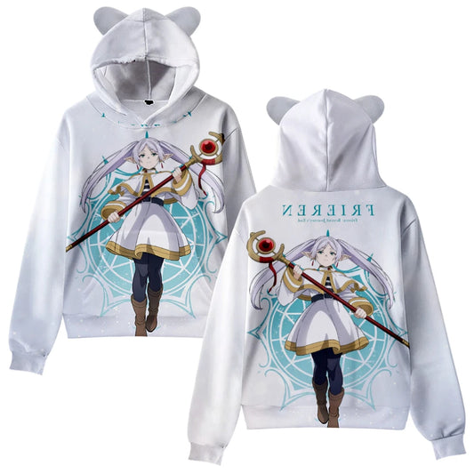 Frieren: Cat Ear Hoodie Women Men Long Sleeve Sweatshirt Casual Cute Pullover Clothes