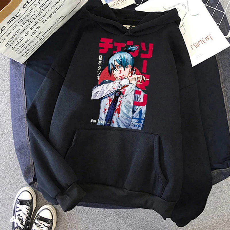 Chainsaw Man: Plus Size Sweatshirt Harajuku Long Sleeve Pullover Casual Streetwear Clothes Tops