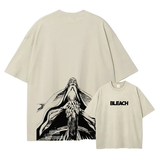 Bleach: Zaraki Kenpachi T Shirts Oversized Vintage Washed  T-shirt Manga Kurosaki Ichigo T Shirt Renji Uryuu Tops Tees Man