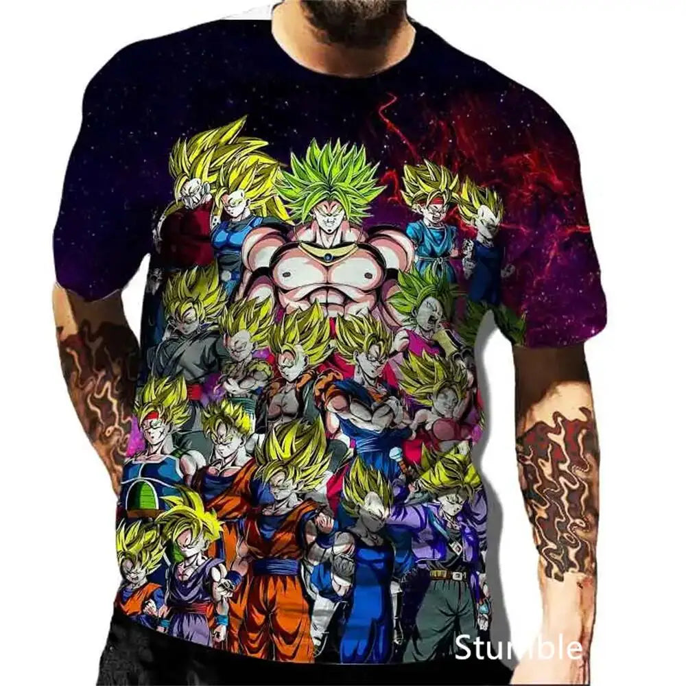 Dragon Ball: Men's 3D Printed Cartoon Tshirt Anime Z Tshirt Summer Harajuku Men Goku Clothes Super Saiya Short Sleeve T-shirt